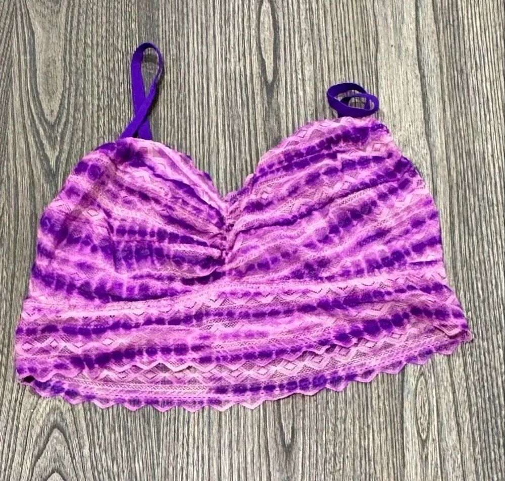 PINK Victoria's Secret Women's Striped Dye Lace Bralette Purple Large